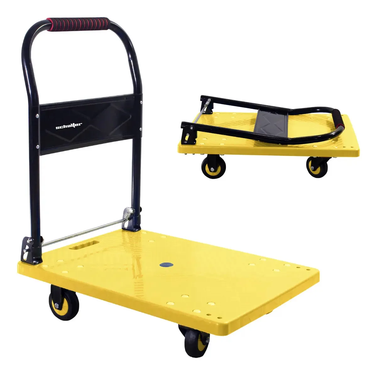 Carrinho de plataforma de carga dobrável 70x48cm 300kg amarelo