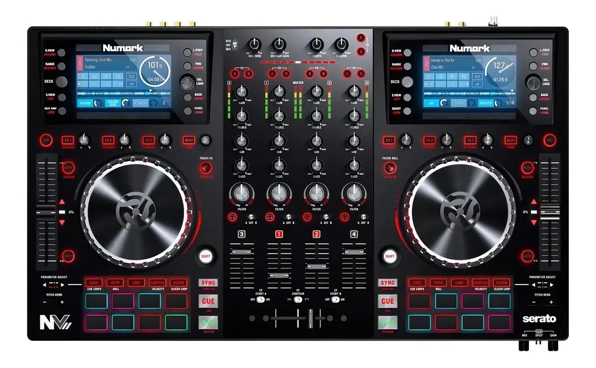 Controlador de DJ Numark NVII preto de 4 canais