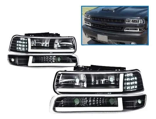 Faróis LED Chevy Silverado 99-02 Black Drl