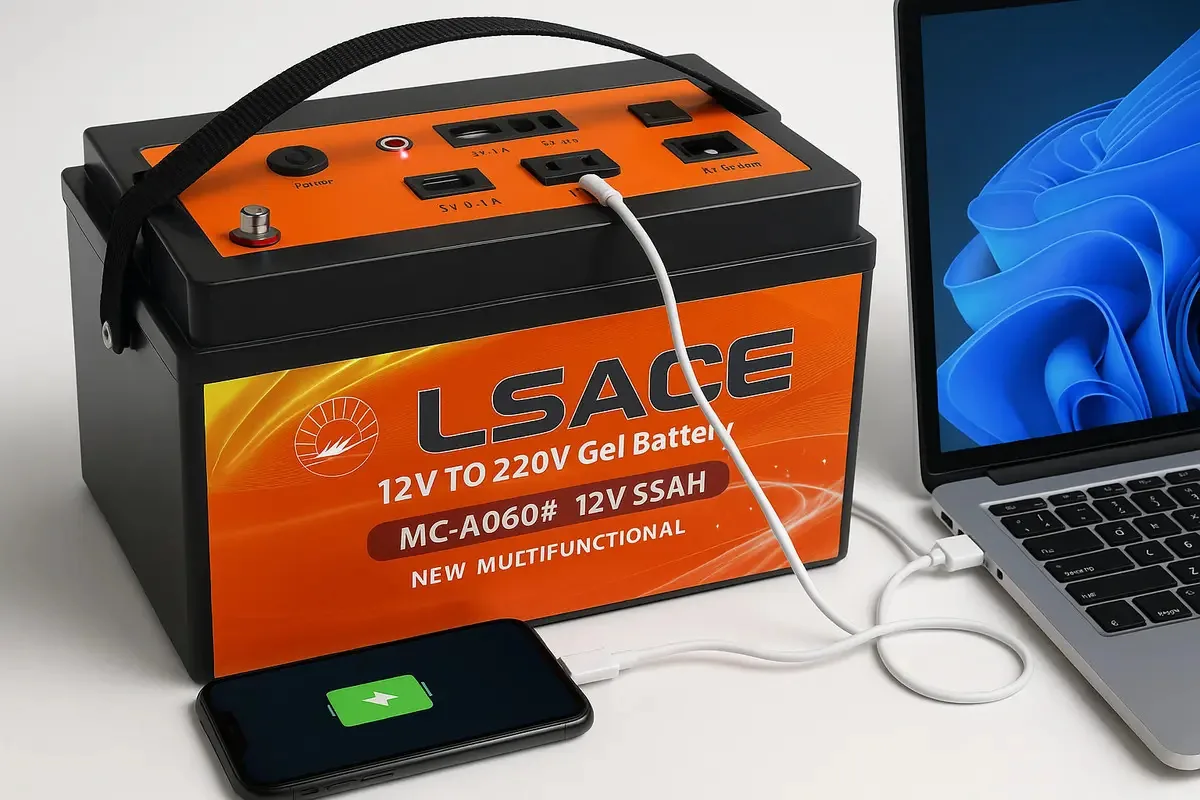 Bateria de gel Eoland 12v 55ah Saída de estação de energia portátil 220v 100w Usb