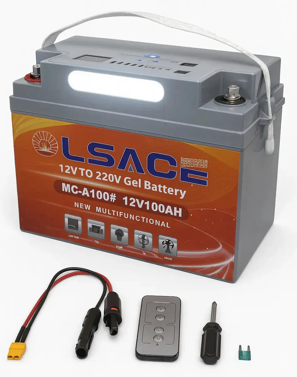 Bateria de gel Eoland 12v 100ah Saída de estação de energia portátil 220v 200w Usb