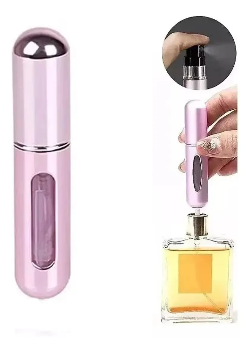 Mini perfumista portátil recarregável, atomizador de 5 ml, cores: rosa claro brilhante