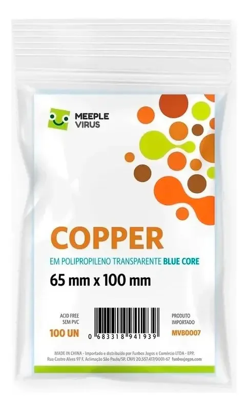 Shields Sleeves Copper 65 X 100mm Meeple Virus 100 Unidades