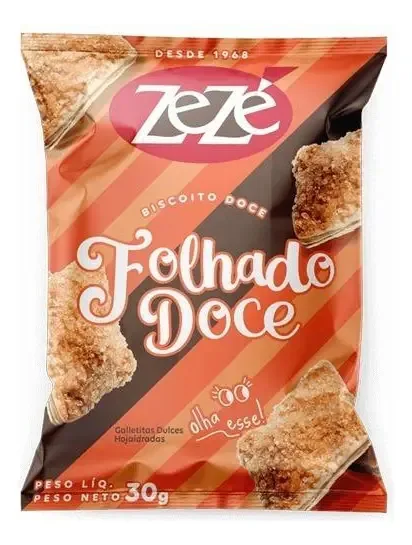 Kit C/ 12 Lanchinho Folhado Doce 30g Biscoitos Zeze