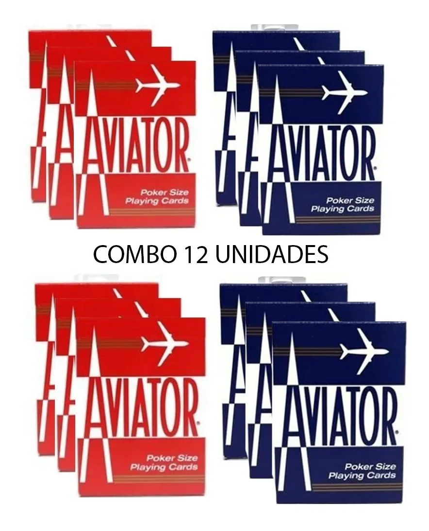 Baralho Aviator Standard Vermelho E Azul (combo 12 Decks)
