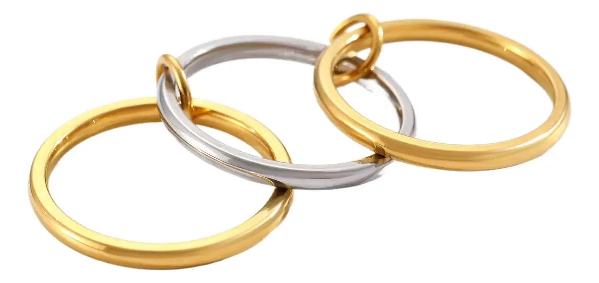 Anel Simples Entrelaçado,anel Triplo Cor Dourado Tamanho 8