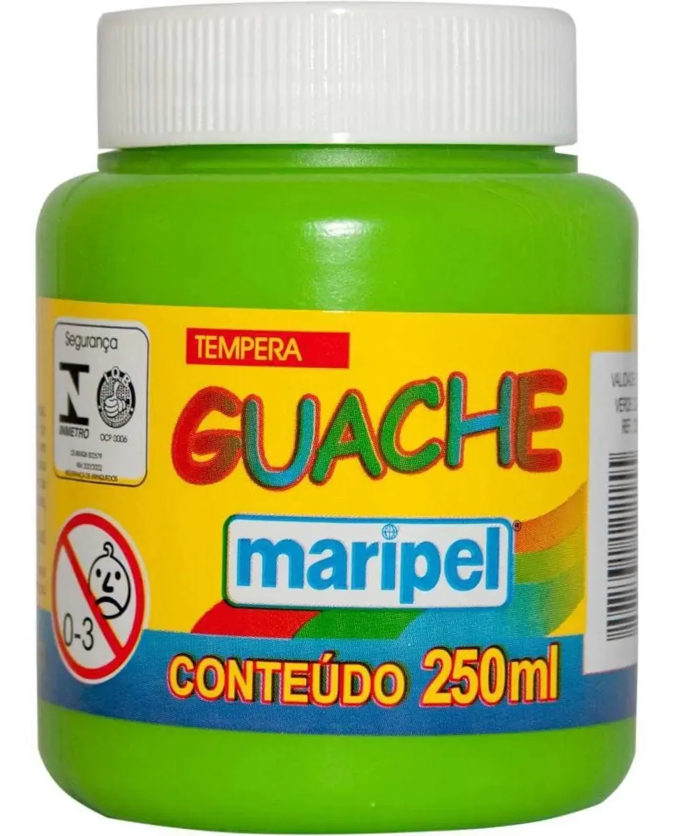 Tinta Guache Maripel Verde Claro de 250ml para Pintura Artística
