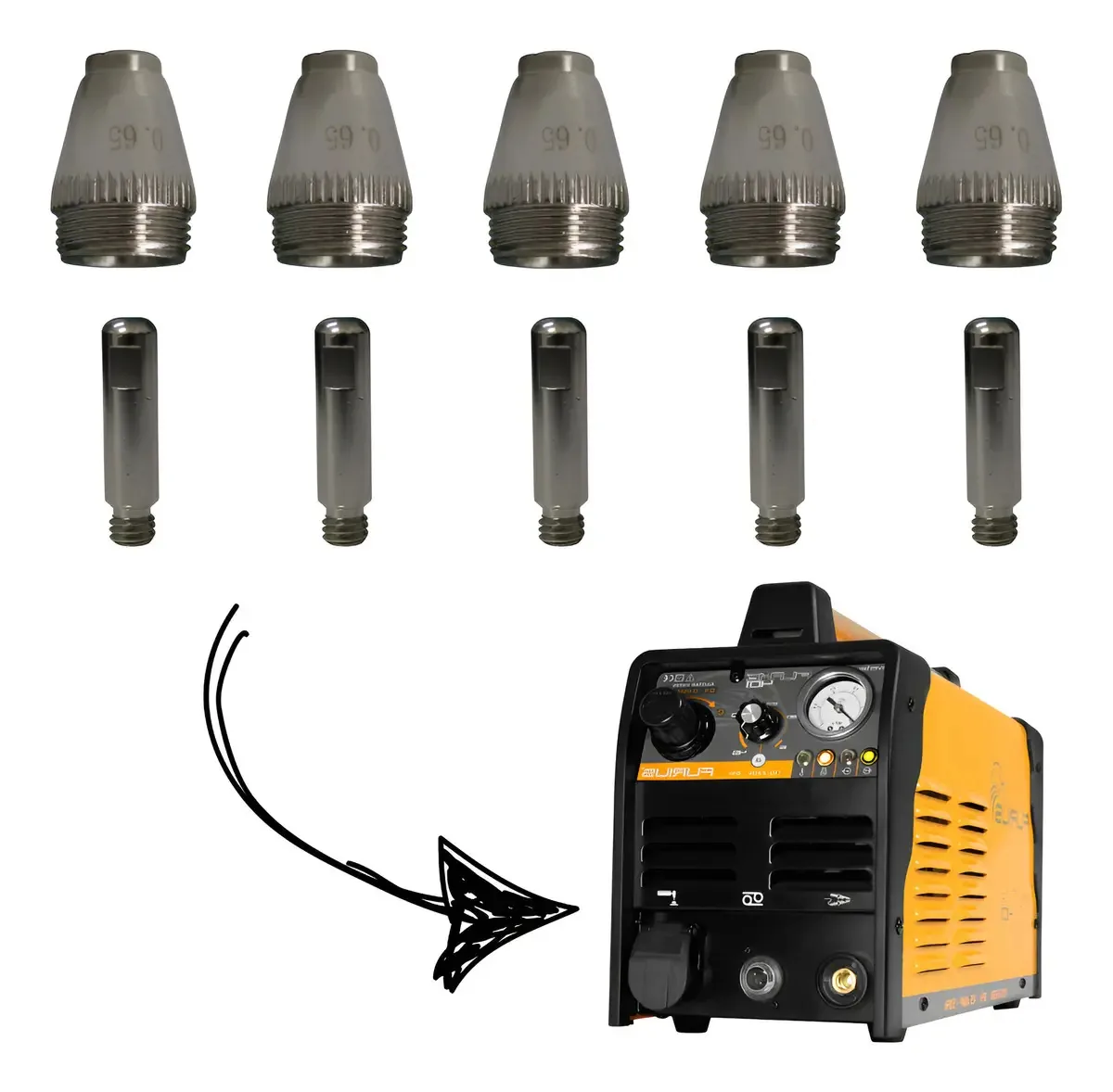 Kit de consumíveis para cortador a plasma Furius FLAME 405 de 10 peças