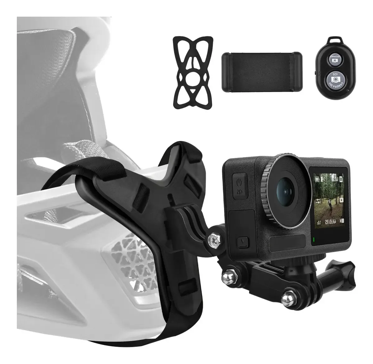 Suporte de queixo para câmeras de ação Gopro para Moto Color Black Hero