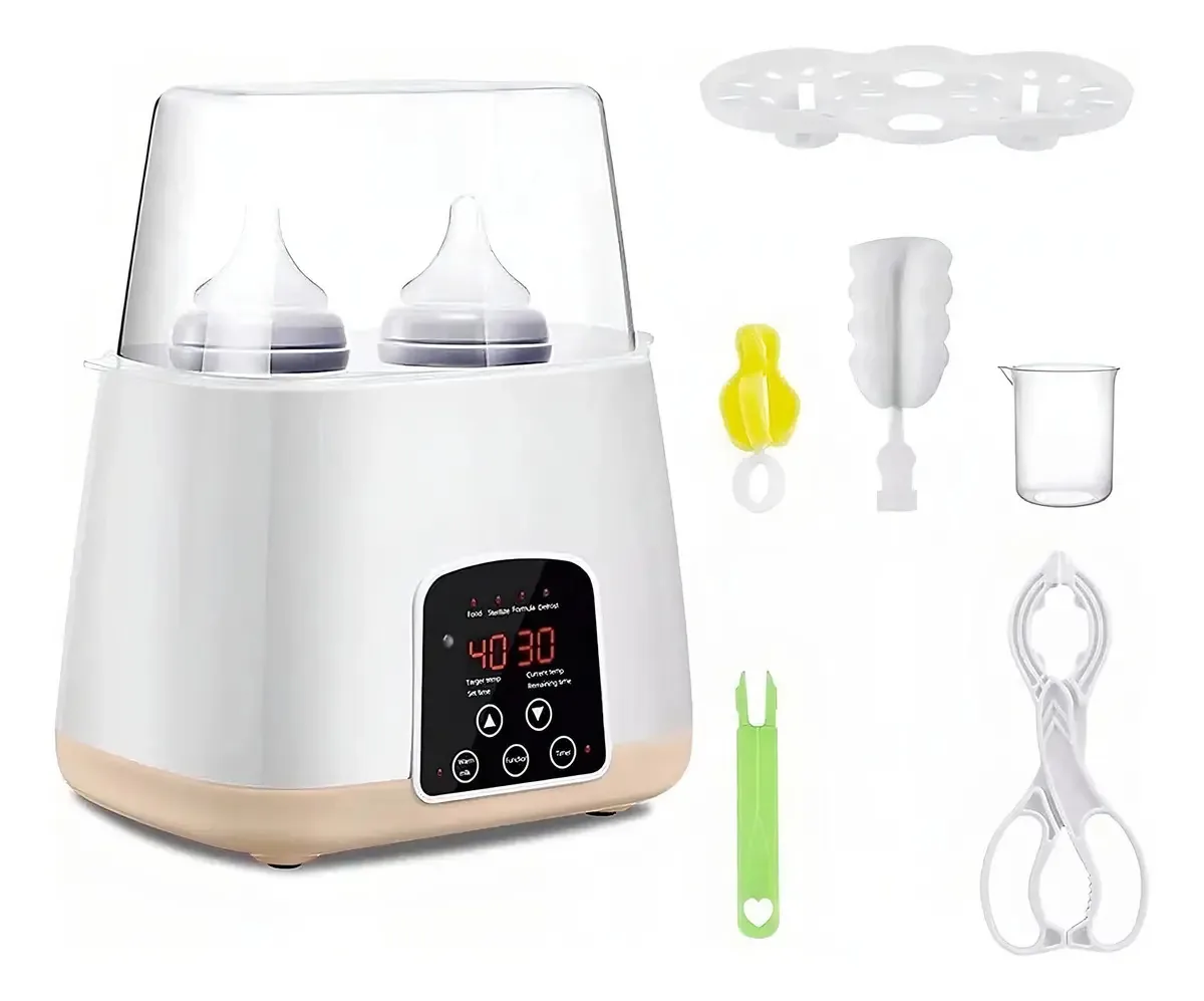 Esterilizador aquecedor de mamadeiras, esterilizador de mamadeiras duplas 5 em 1, aquecedor de mamadeiras Smart Touch Control, controle preciso de temperatura para leite materno ou fórmula