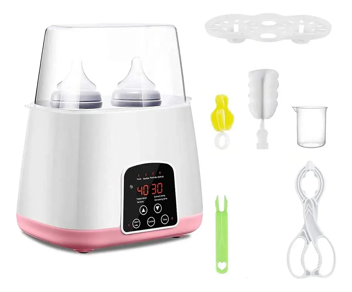 Esterilizador aquecedor de mamadeiras, esterilizador de mamadeiras duplas 5 em 1, aquecedor de mamadeiras Smart Touch Control, controle preciso de temperatura para leite materno ou fórmula