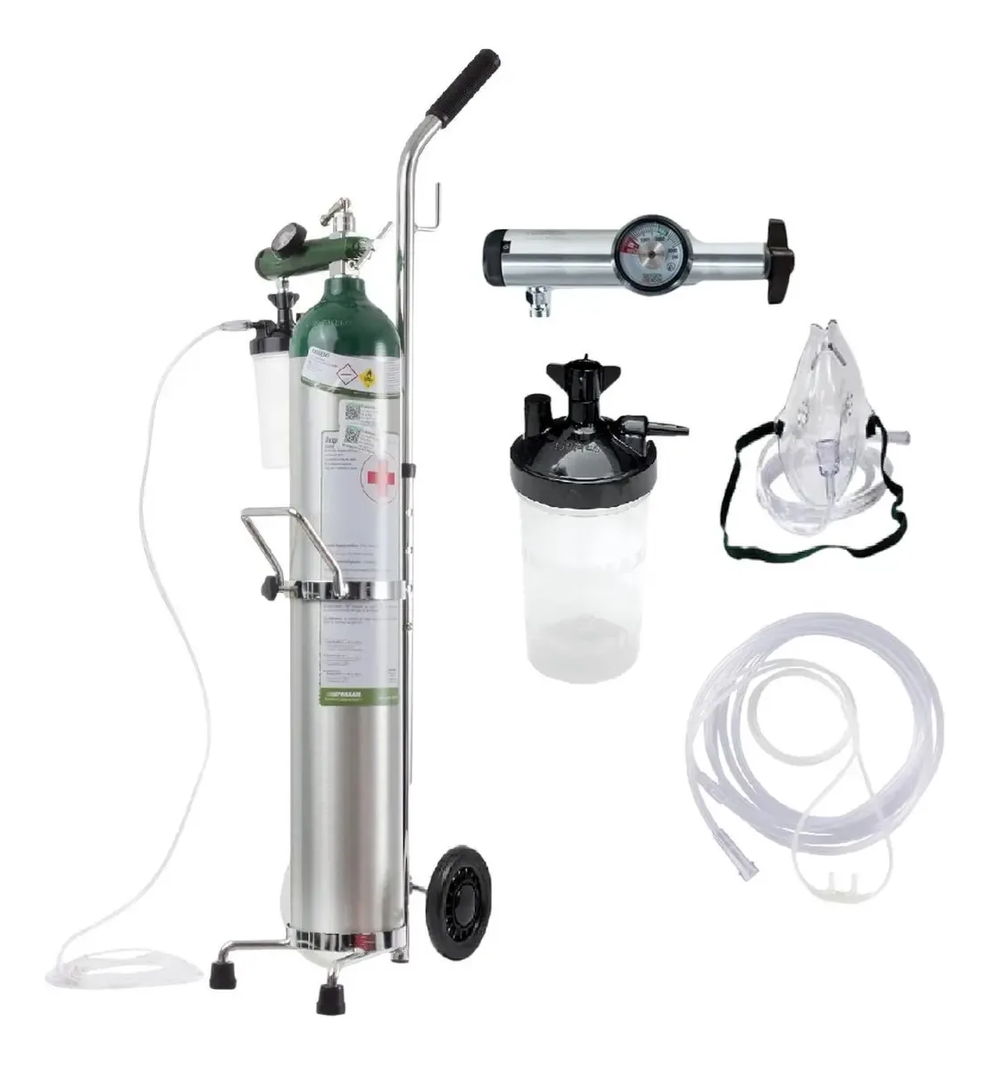 Kit de tanque de oxigênio completo portátil 682lt com carrinho