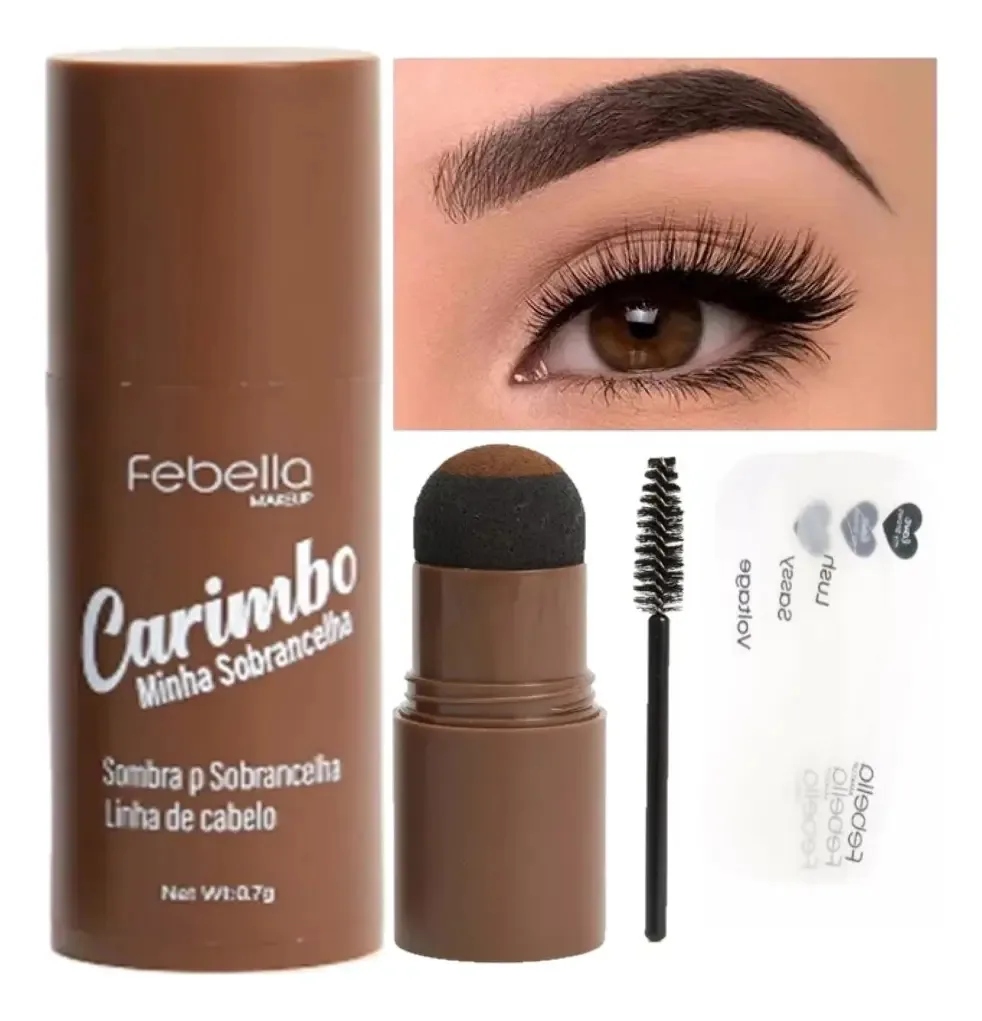 Carimbo para Sobrancelhas Febella Minha Sobrancelha Marrom com Moldes