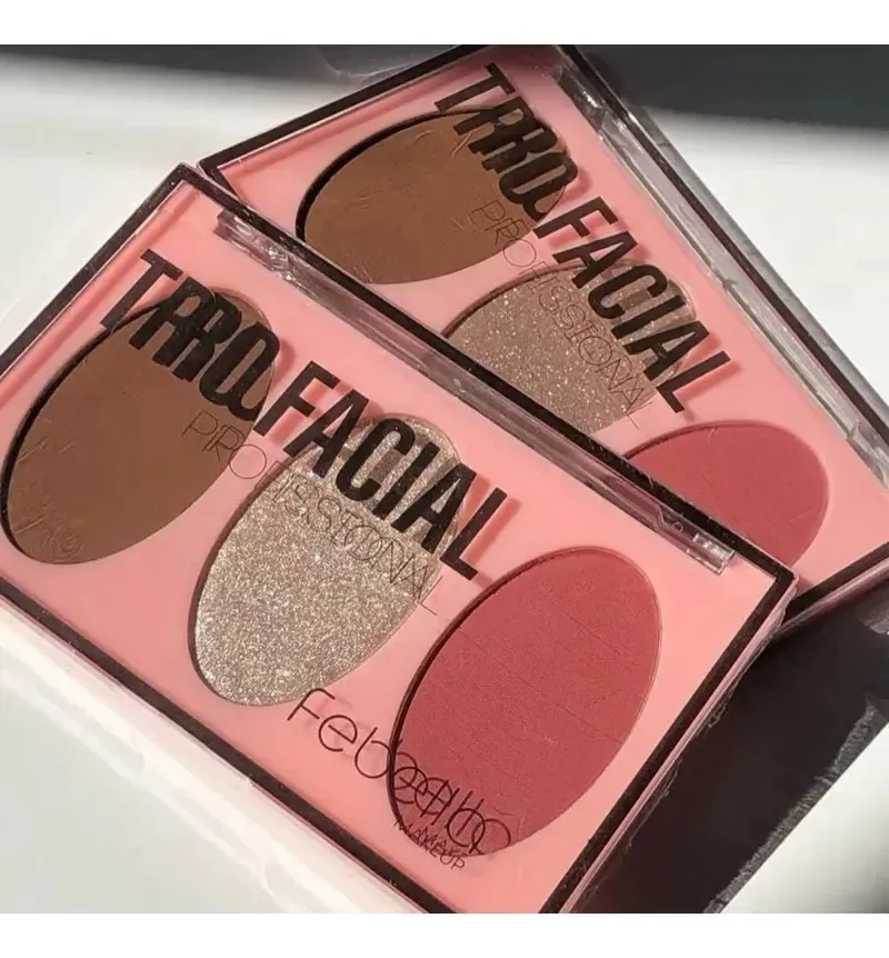 Paleta Trio Contorno, iluminador e Blush