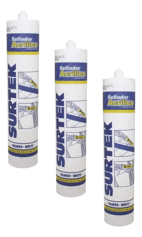 3 selantes acrílicos Surtek 280 ml brancos Sys-113-505