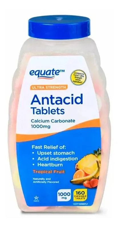 Equate Antiácido Comprimido Mastigável Fruta Tropical1000 Mg