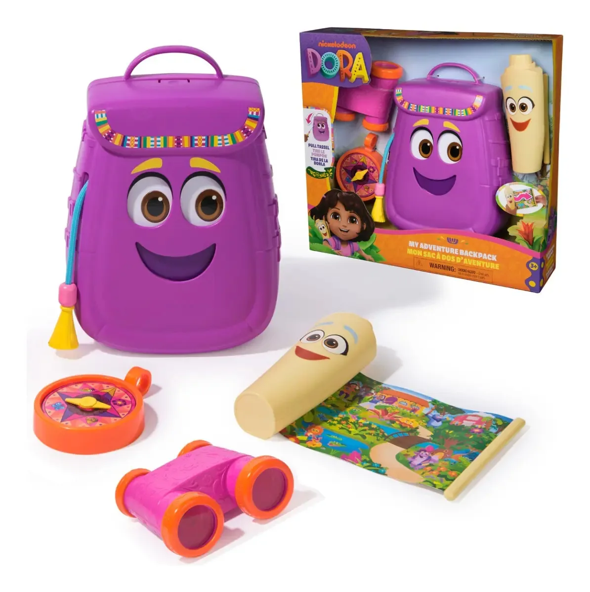 Mochila Dora, My Adventure, com acessórios de exploração, mapa dobrável, bússola e binóculos de brinquedo, brinquedos para meninas e meninos a partir dos 3 anos