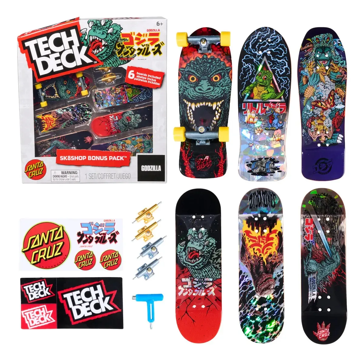 Miniskates Tech Deck Godzilla Sk8shop com acessórios