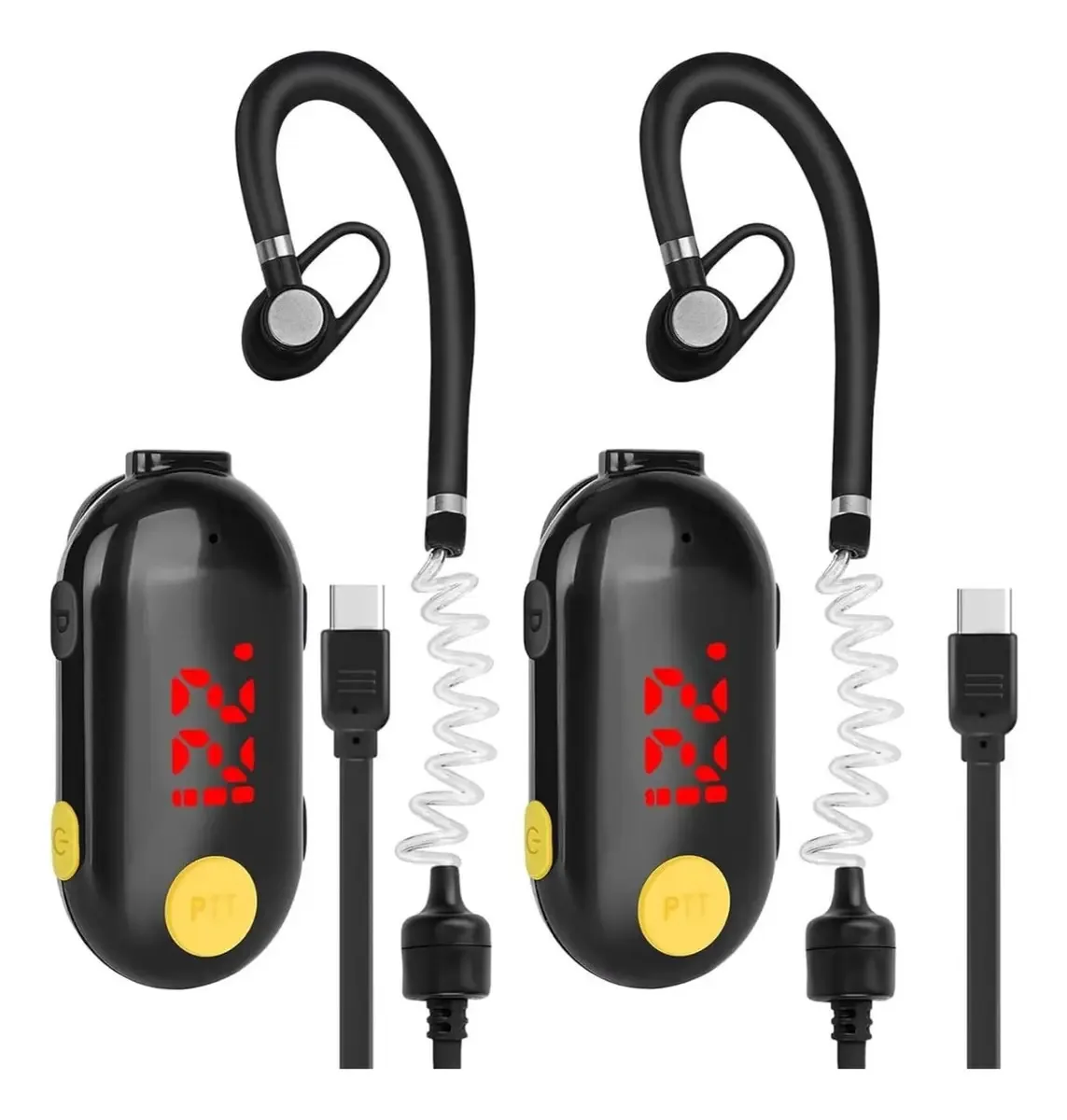 Walkie Talkies Super Mini Small com fones de ouvido, pacote com 2