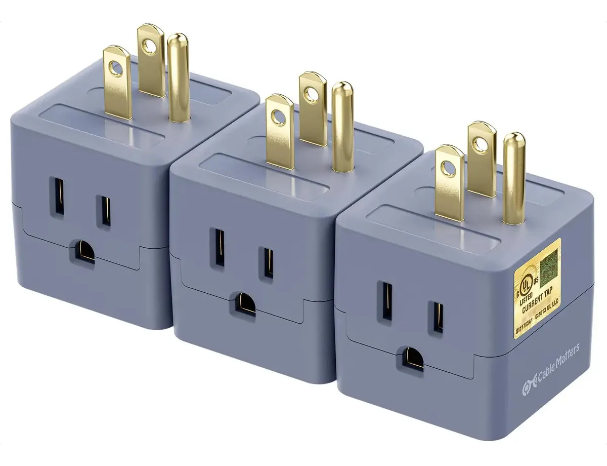 Cable Matters - pacote com 3 adaptadores de parede de 3 soquetes