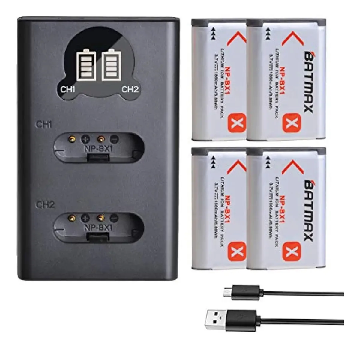 Baterias Batmax 4 1860mAh Np-Bx1 e carregador