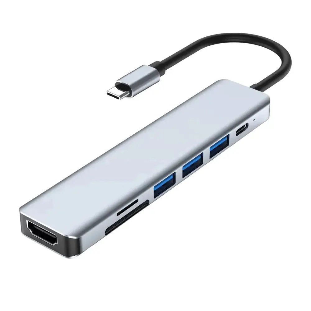 Adaptador USB-c 7 em 1 com portas HDMI e USB para Mac e PC
