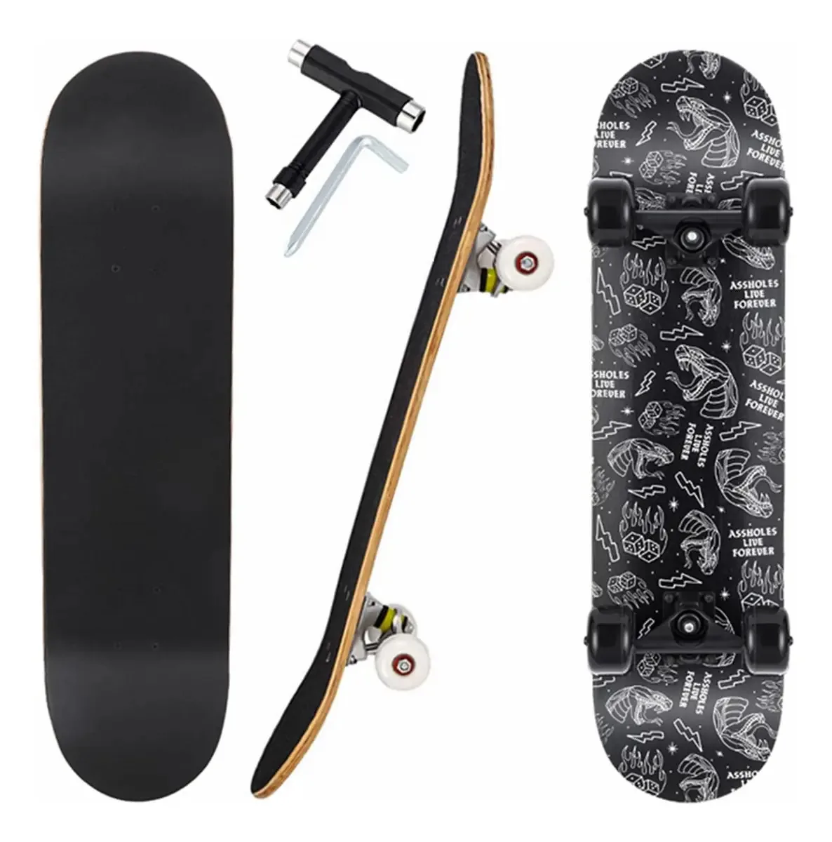 Skate Completo 80x20 Cm 9 Camadas Duplo Silencioso