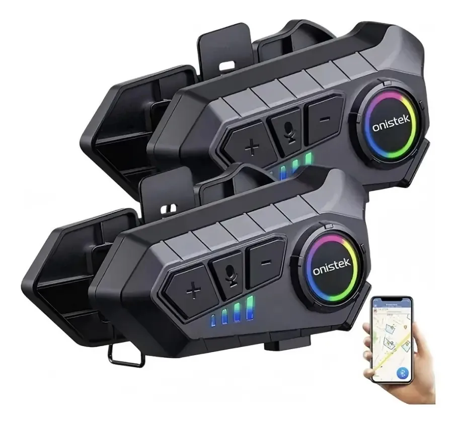 Kit 2 Intercomunicador Moto Fone Capacete Pro Bluetooth