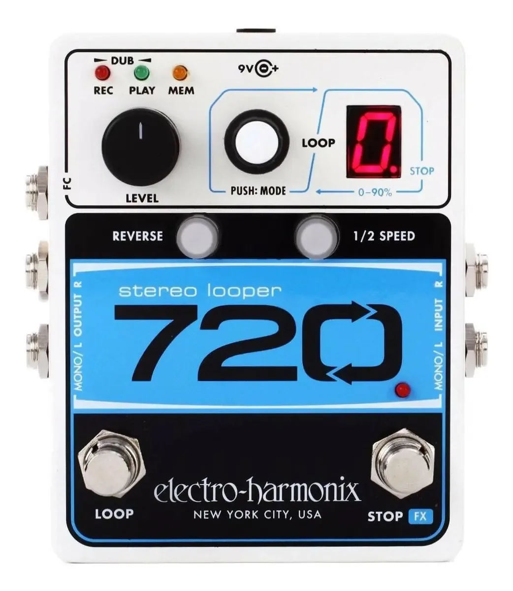 Electro-Harmonix 720 Stereo Looper Pedal de Efeitos para Guitarra 9V