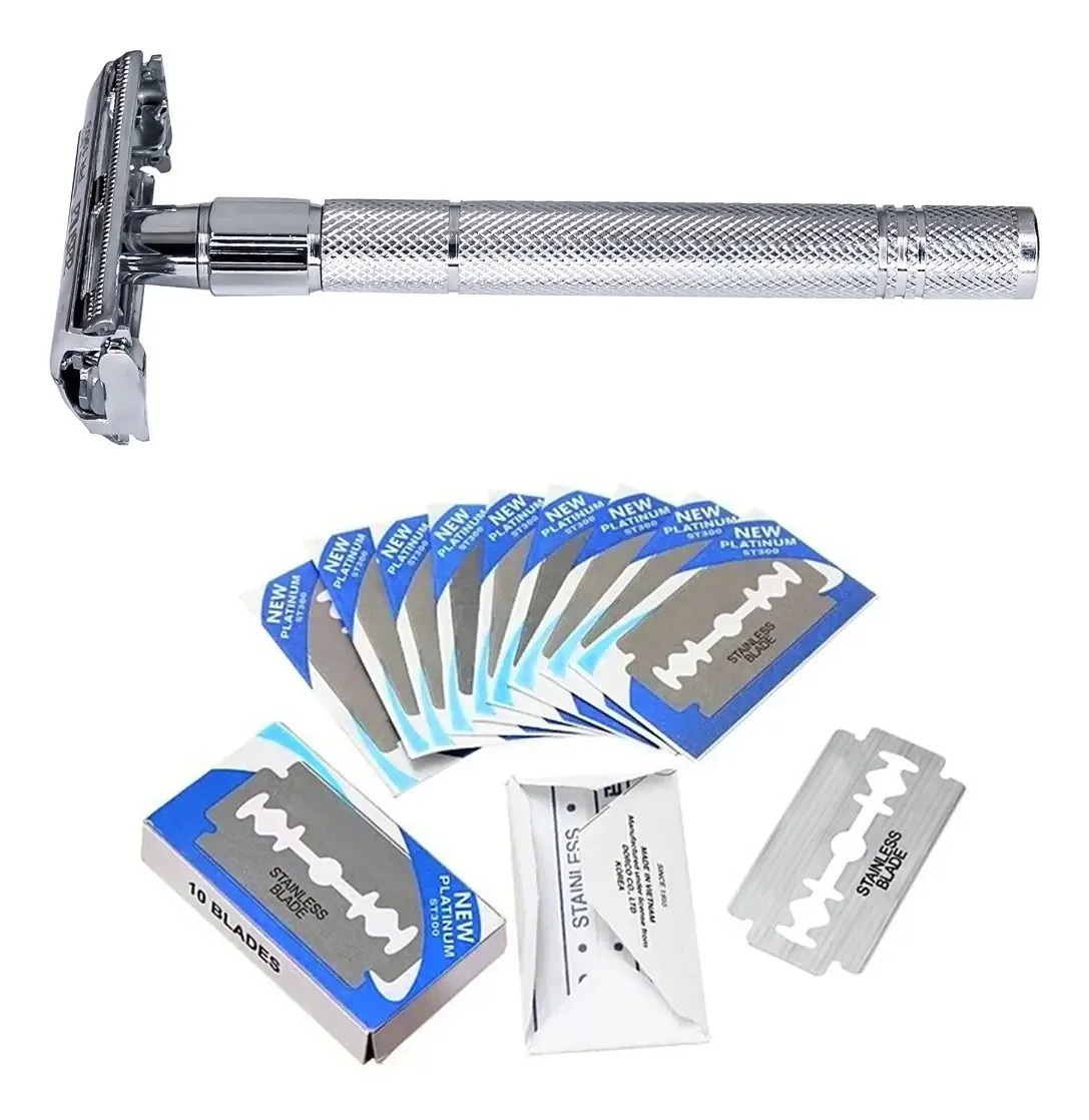 Ancinho de barbear de aço inoxidável Aashta Classic Silver