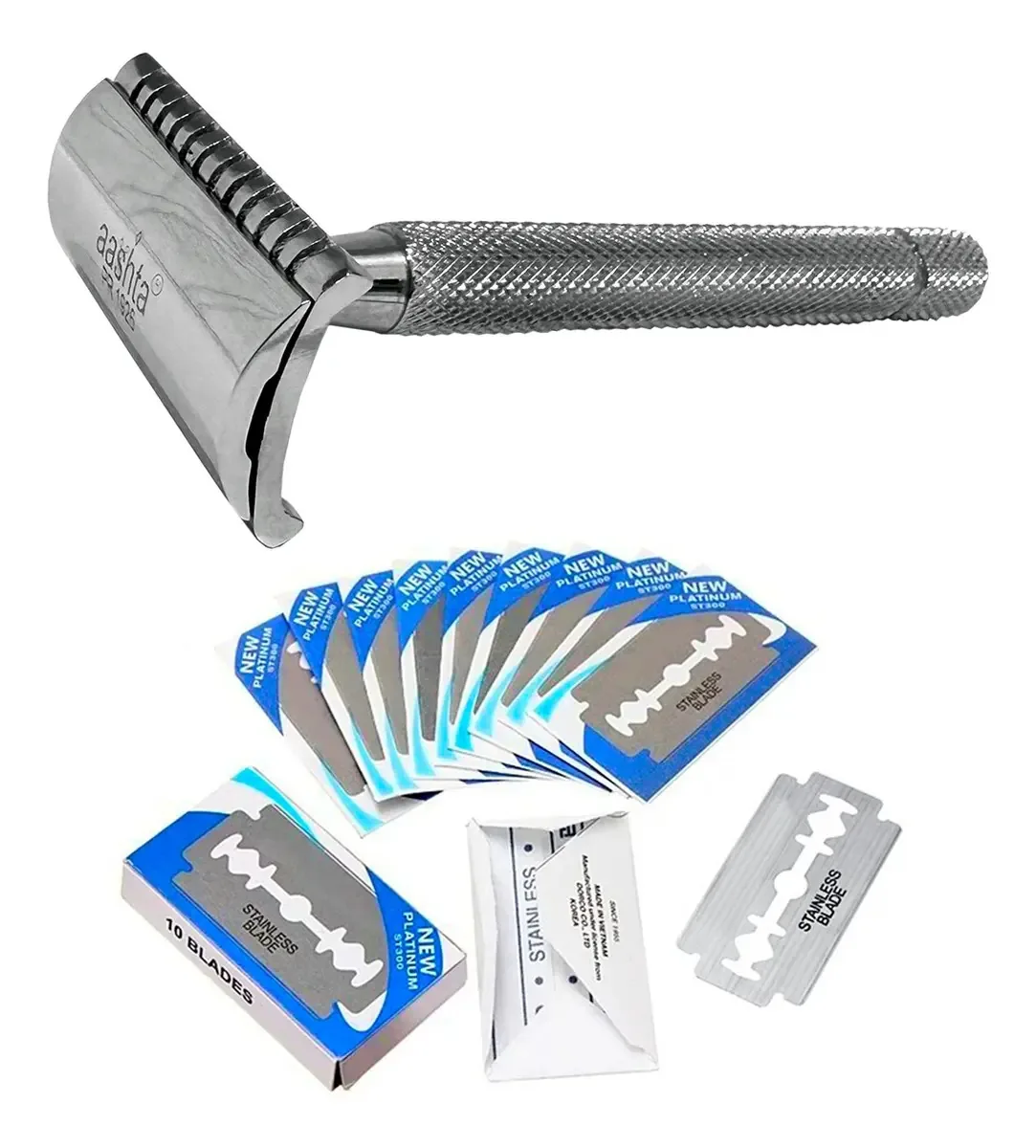 Ancinho de barbear de aço inoxidável Aashta Classic Silver
