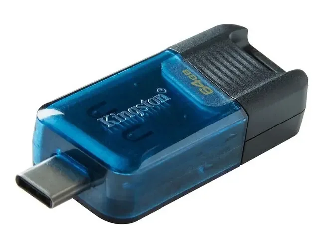 Kit de memória USB-C Kingston 64gb 200MB/s com 10 pen drives preto/azul liso