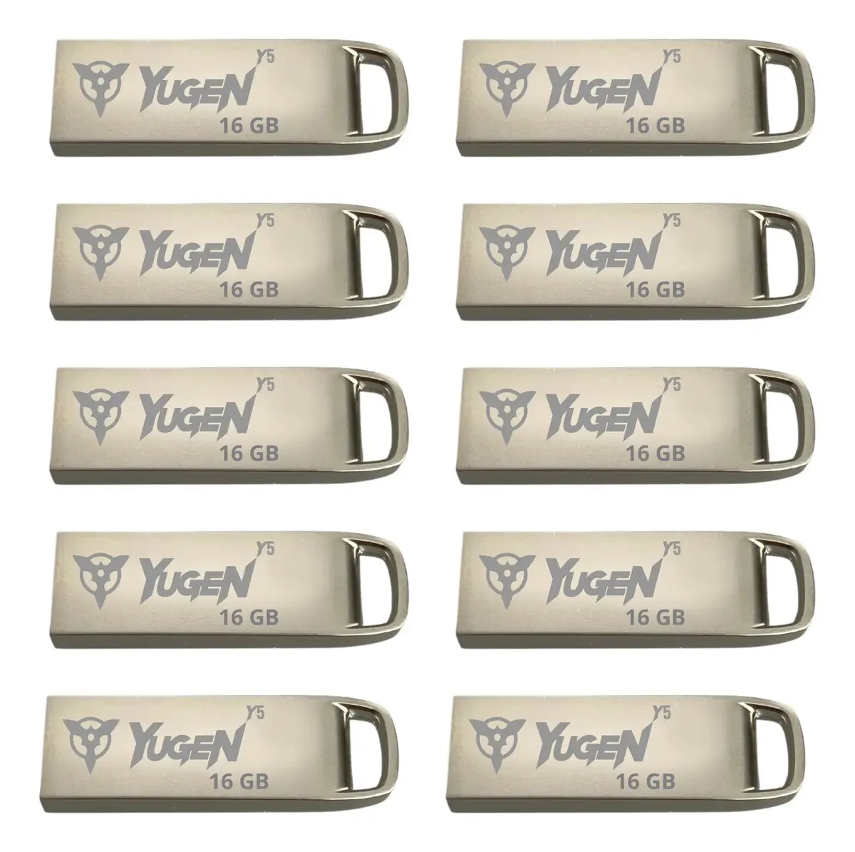 Kit de 20 unidades flash USB de 16 GB Yugen Y5 Metallic Bulk Music Silver Color