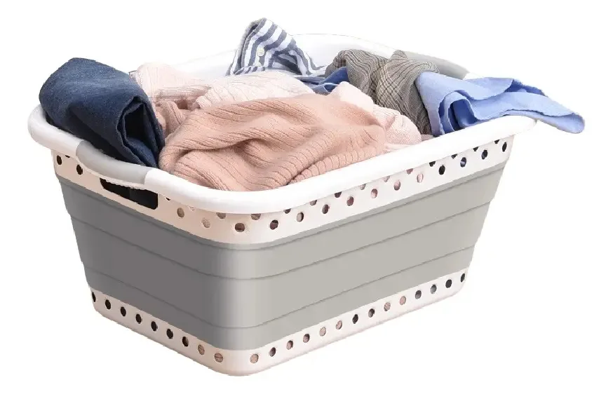 Cesto de roupa dobrável portátil Cesto de roupa suja Cesto de roupa dobrável de cor branca