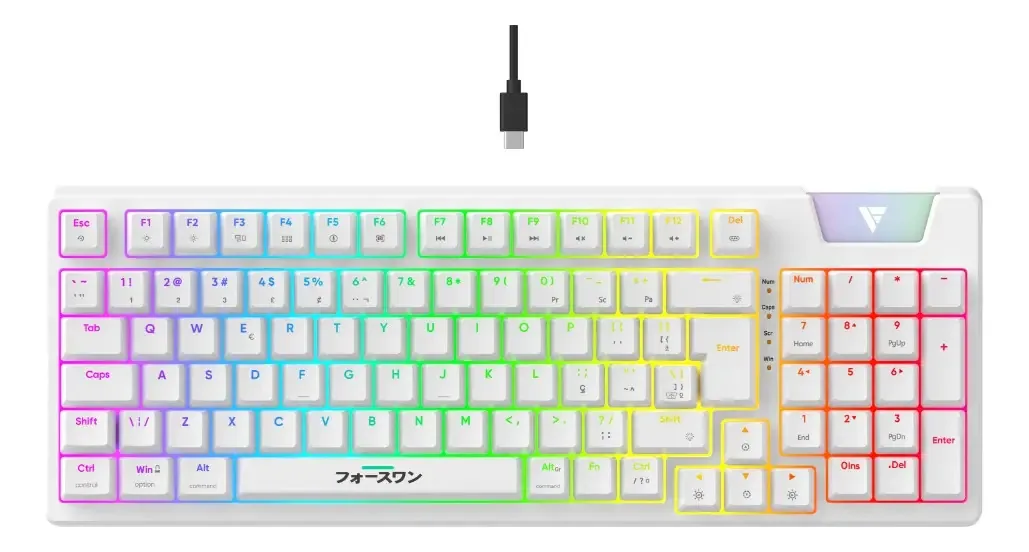 Teclado Mecânico Gamer Force One Yari Preto RGB Switch Gateron Yellow