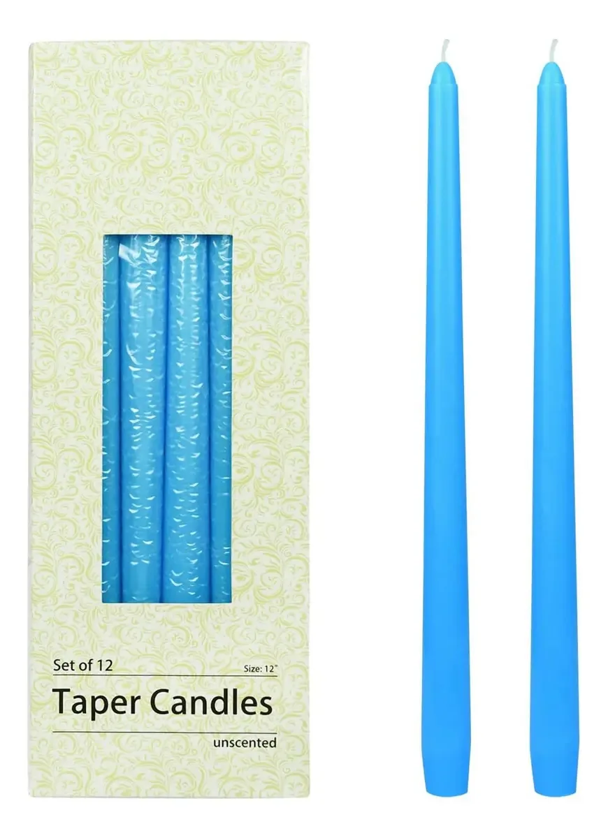 Velas com velas de 12, 12 polegadas, azul claro