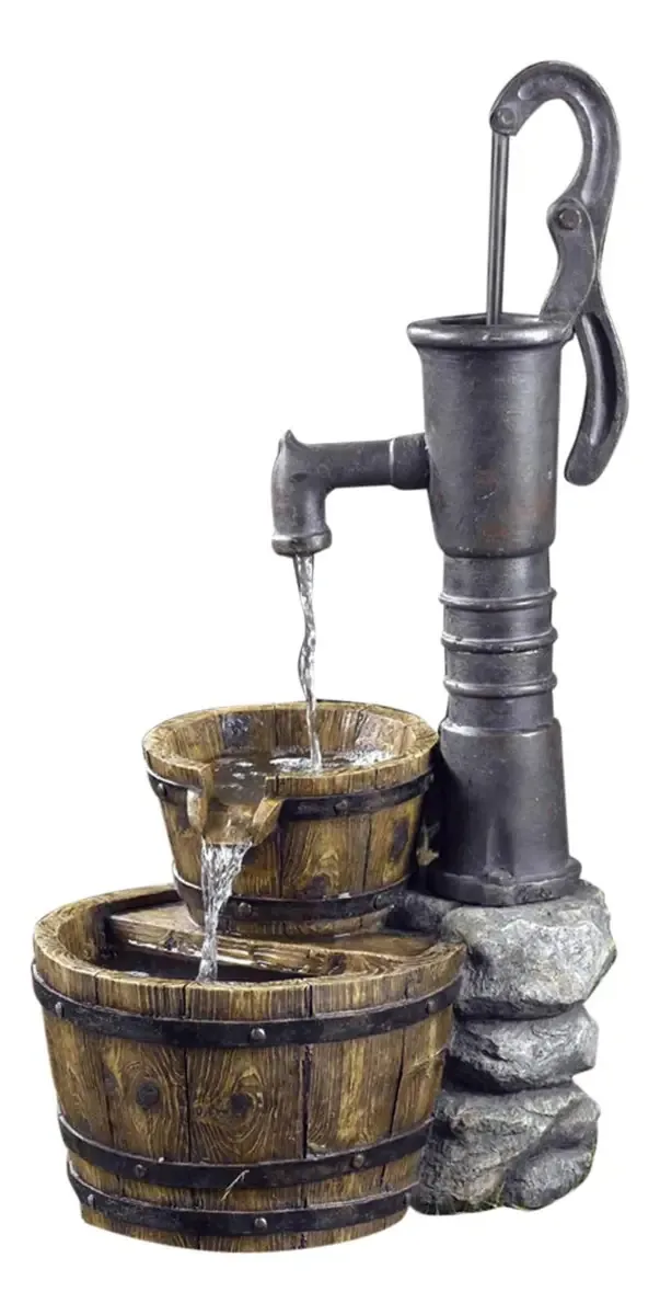 Fonte de água velha com bomba de água Jeco