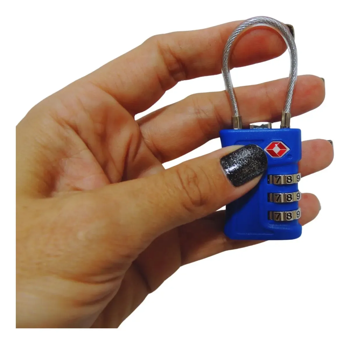 Cadeado Tsa Senha Aço Inoxidável 10cm Para Viagem Cor Azul