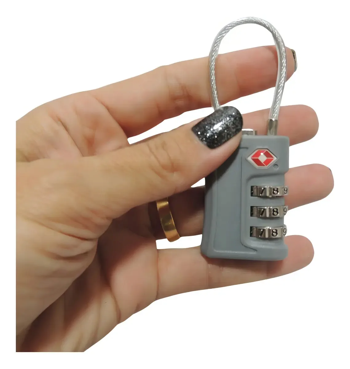 Cadeado Tsa Senha Aço Inoxidável 10cm Para Viagem Cor Cinza