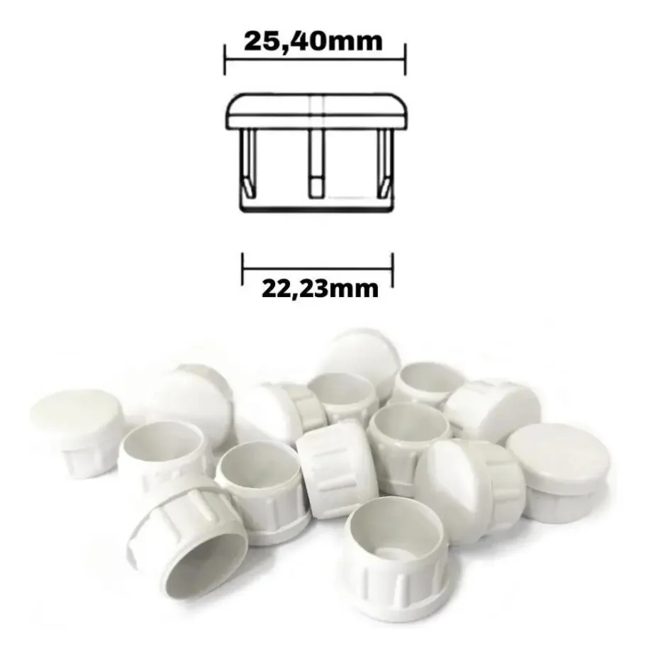 Ponteira Interna Redonda 1 (2,5cm) Branca - 50 Peças