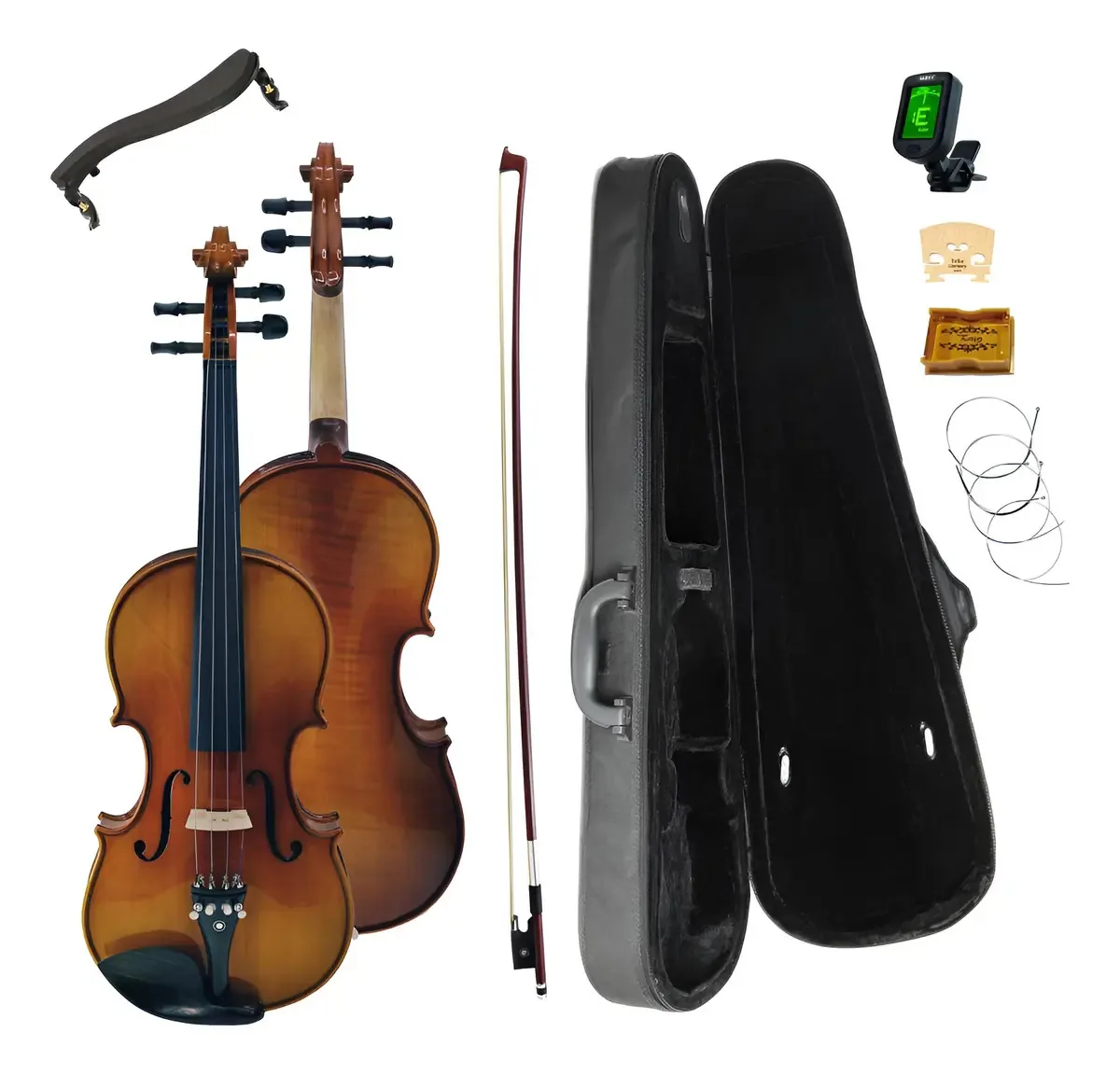 Acabamento fosco de violino marrom antigo Clavio CL004-AVN 1/16