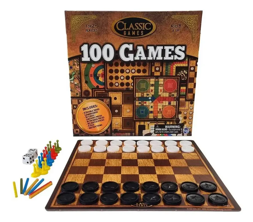 Conjunto de jogos de tabuleiro 100 jogos clássicos