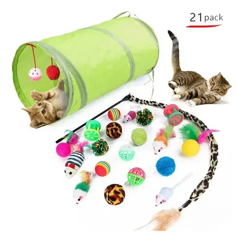 21 peças de brinquedos variados para gatinhos, divertidos