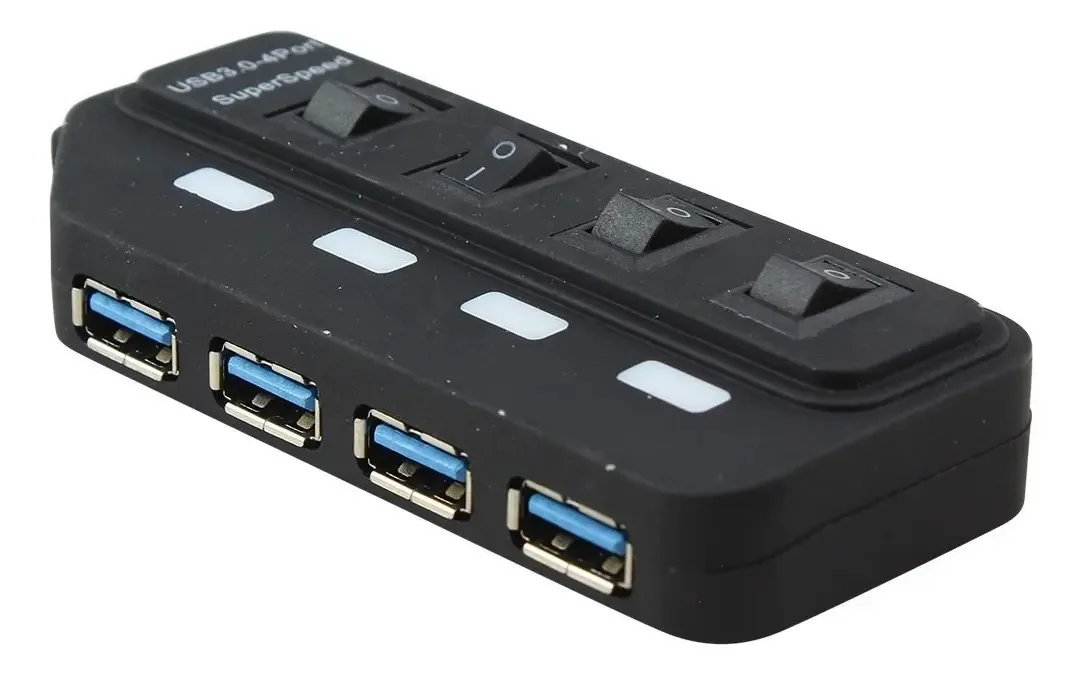 Hub de alta velocidade de 4 portas USB 3.0 e adaptador USB-c