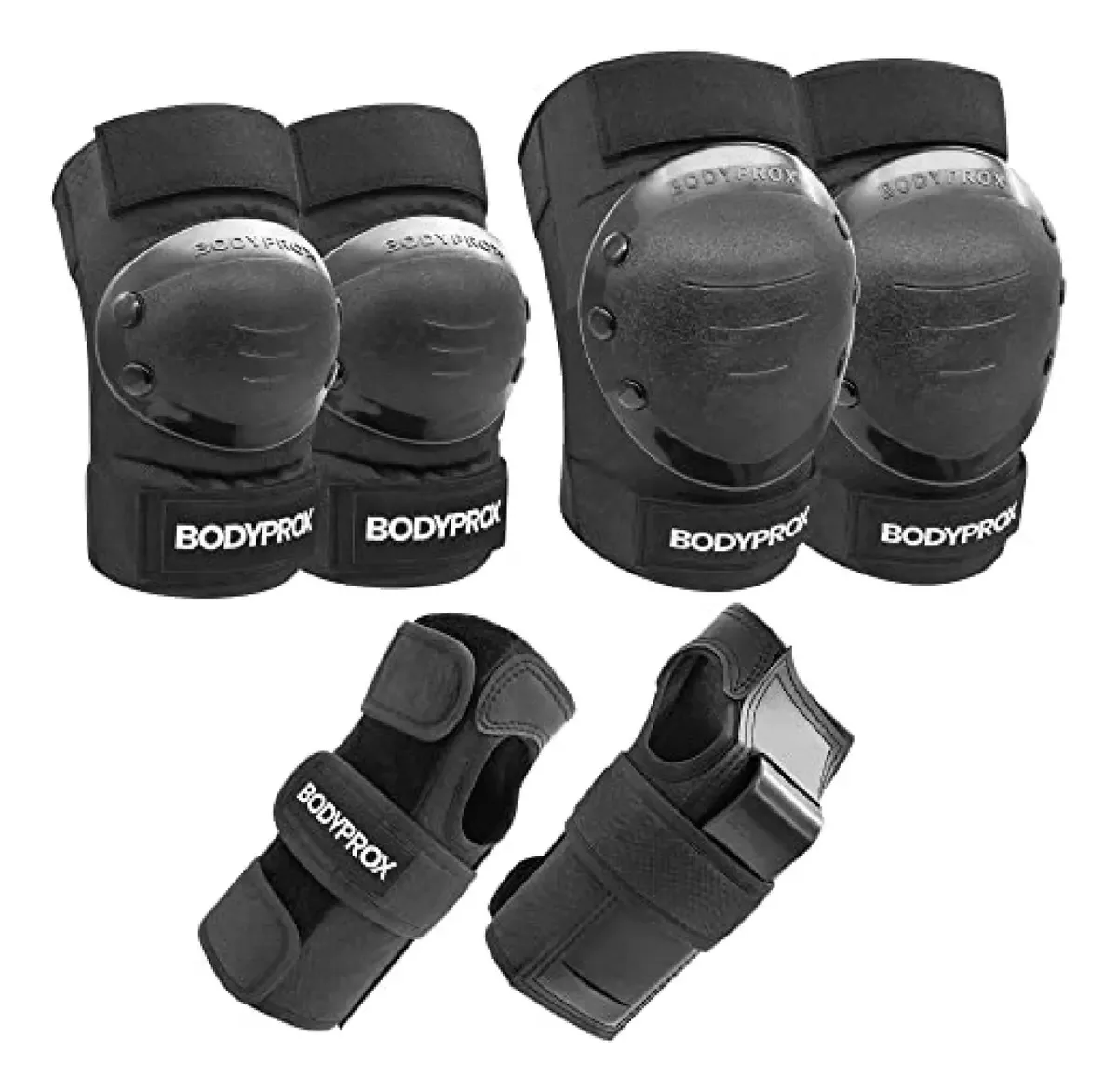 Bodyprox Joelheiras, Cotoveleiras, Protetores de Pulso para Patinação Inline, Patinação, Derby, BMX e Patinação (Médio)
