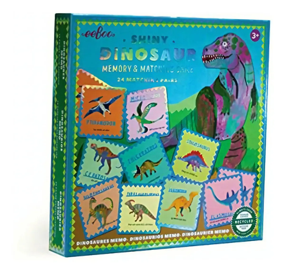 Eeboo: Jogo de memória de dinossauros brilhante e compatível