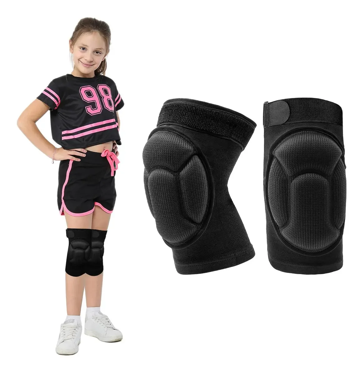 Joelheiras de Espuma Juvenis Antiderrapantes para Esporte