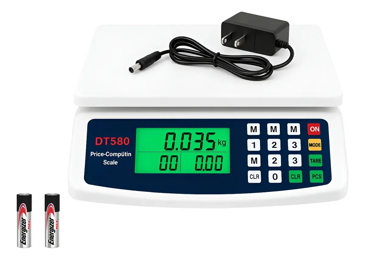 Balança comercial digital eletrônica de alta precisão, balança digital comercial de 30 kg, tela LCD, função de tara, balança digital comercial comercial de 30 kg, balança comercial econômica,...