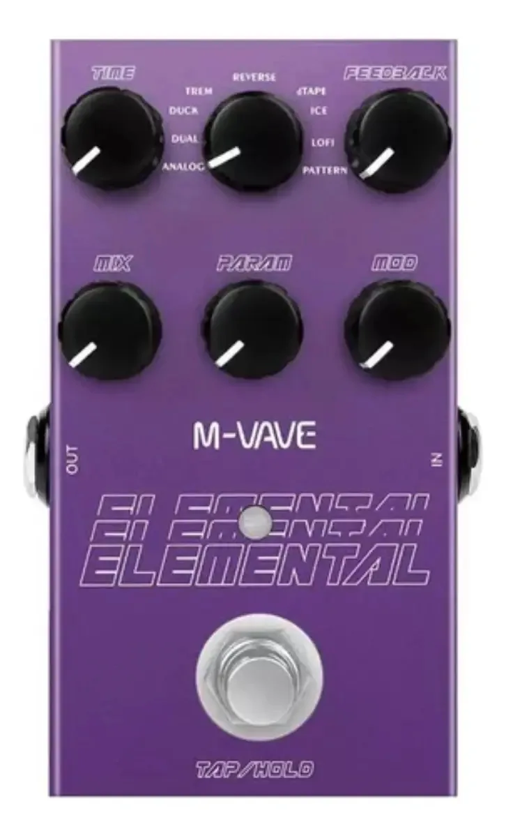 Pedal de Guitarra M-Vave Elemental Digital Delay com 9 Efeitos