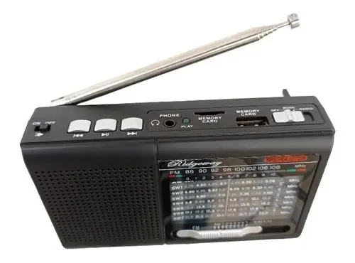Radio Am Fm 9 Bands Mini Emergências Recarregável Bluetooth Cor Preto